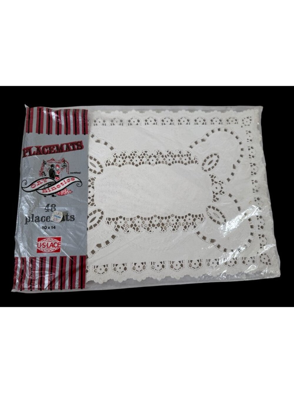 Vintage Gay Nineties Lace Placemats 48-Pack 10x14 Paper Ephemera Papermart Tag